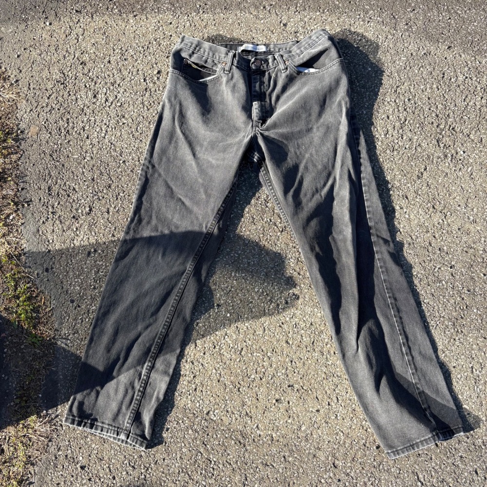 Lee Regular Fit Jeans Mens 36x32 Washed Black Straight Leg Grunge